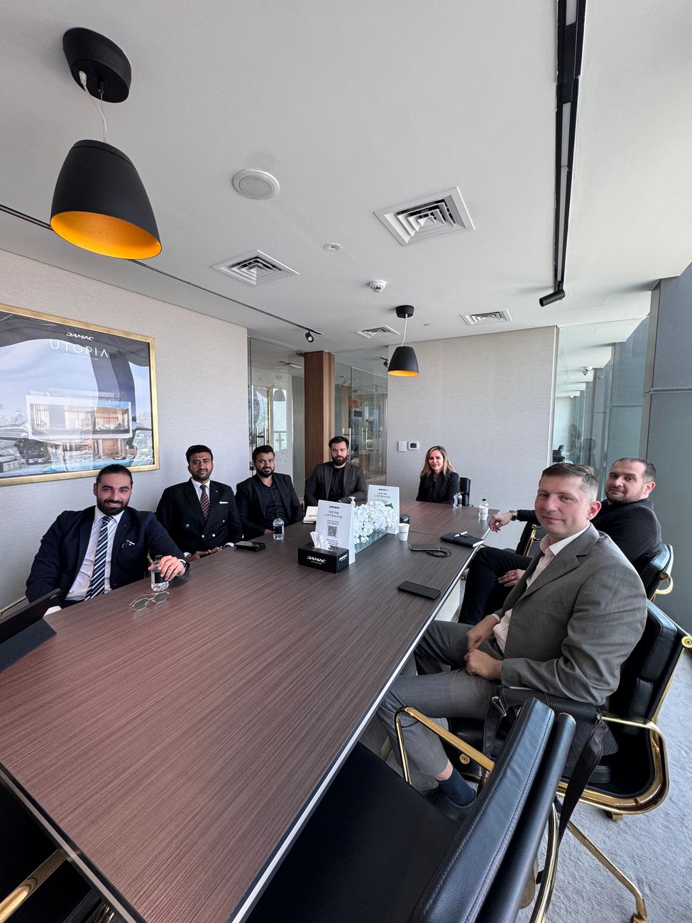 corporate team meeting in modern conference room